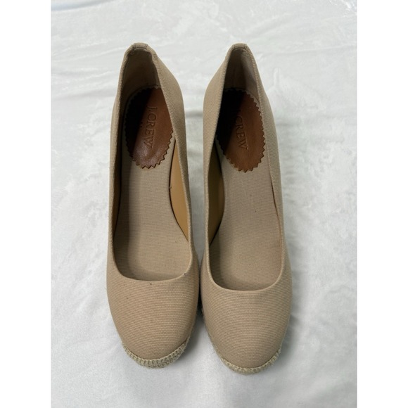 J.CREW Women's Canvas Espadrille‎ Wedges Size 9.5  Tan - NEW - Picture 3 of 7